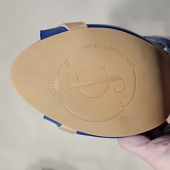 Juicy Couture Size 8 Blue and Tan Peep Toe Heels with Bows, NWOT - Picture 5 of 8